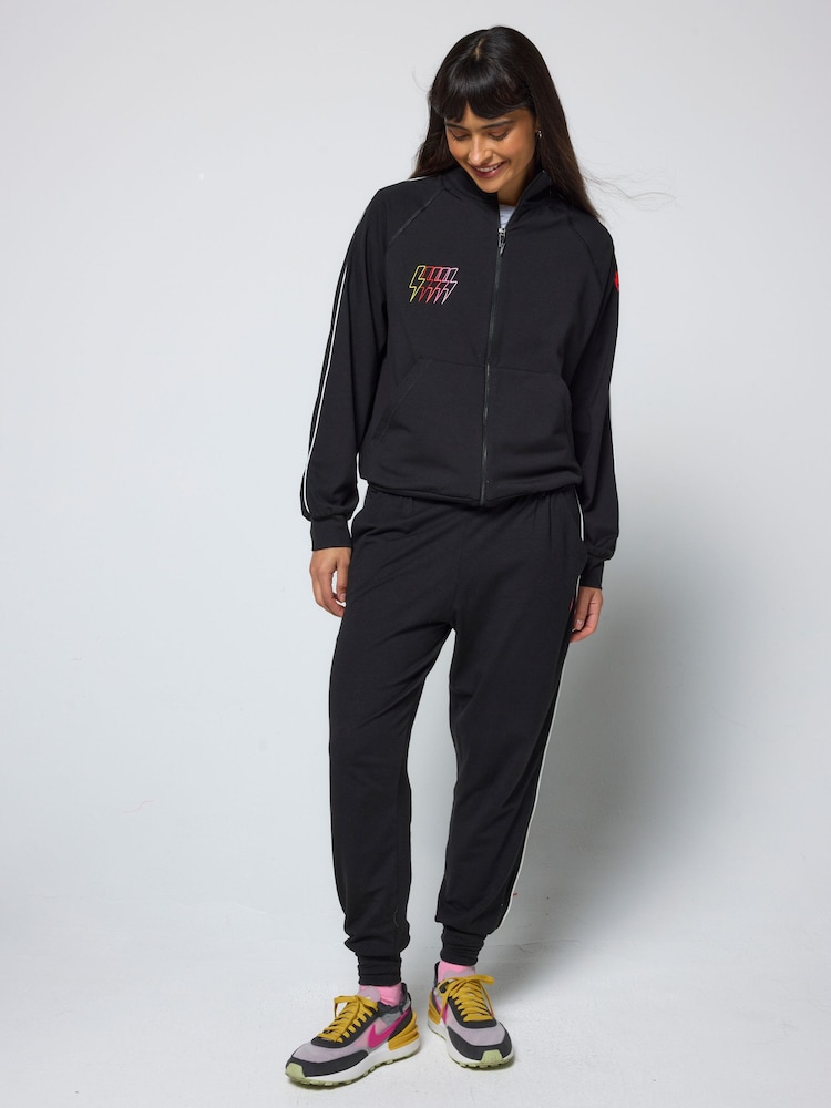 SCAMP & DUDE Black Zip Through Multi Bolt Funnel Neck Sweat Top - Image 1 of 5 SCAMP & DUDE Black Zip Through Multi Bolt Funnel Neck Sweat Top - Image 1 of 5