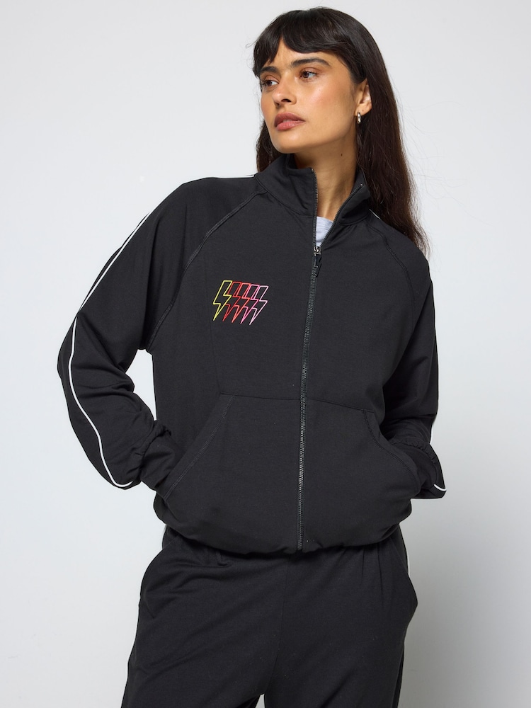 SCAMP & DUDE Black Zip Through Multi Bolt Funnel Neck Sweat Top - Image 2 of 5 SCAMP & DUDE Black Zip Through Multi Bolt Funnel Neck Sweat Top - Image 2 of 5
