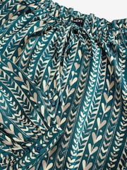 Blue/Cream Heart Print Boho Tie Waist Long Sleeve Mini Shirt Dress - Image 7 of 9