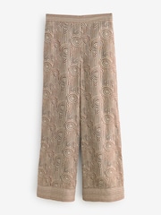 Brun/Crème - Pantalons imprimés en lyocell élastiqué à dos - Image 6 de 8