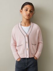 Reiss Pink Juni 4-9 yrs Relaxed Wool-Cashmere Cardigan - Image 3 of 4