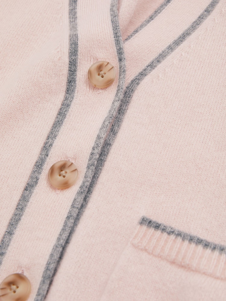 Reiss Pink Juni 4-9 yrs Relaxed Wool-Cashmere Cardigan - Image 4 of 4