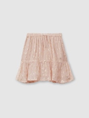 Reiss Ellen Metallic Print Flounced Hem Skirt - Image 2 of 4