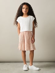 Reiss Ellen Metallic Print Flounced Hem Skirt - Image 3 of 4