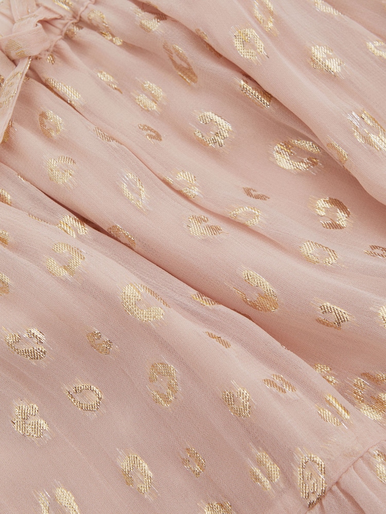 Reiss Ellen Metallic Print Flounced Hem Skirt - Image 4 of 4