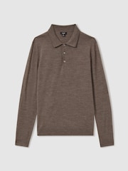 Reiss Brown Trafford Merino Wool Polo Shirt - Image 2 of 5
