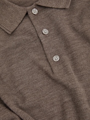 Reiss Brown Trafford Merino Wool Polo Shirt - Image 5 of 5