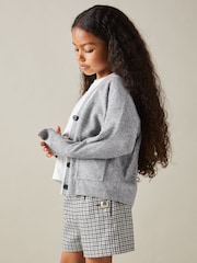 Reiss Grey Juni 4-9 yrs Relaxed Wool-Cashmere Cardigan - Image 3 of 4