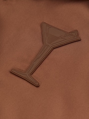 Reiss Tobacco/Ecru Noto Ché Satin Effect Colourblock Cuban Collar Shirt - Image 4 of 5