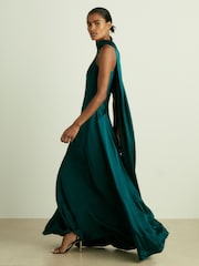 Сине-зеленый - Reiss Фейри атлас Кейп платья - Image 1 of 6