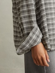 Reiss Grey Lorena Checked Button-Through Shirt - Image 3 of 5