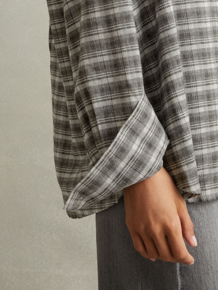 Reiss Grey Lorena Checked Button-Through Shirt - Image 3 of 5
