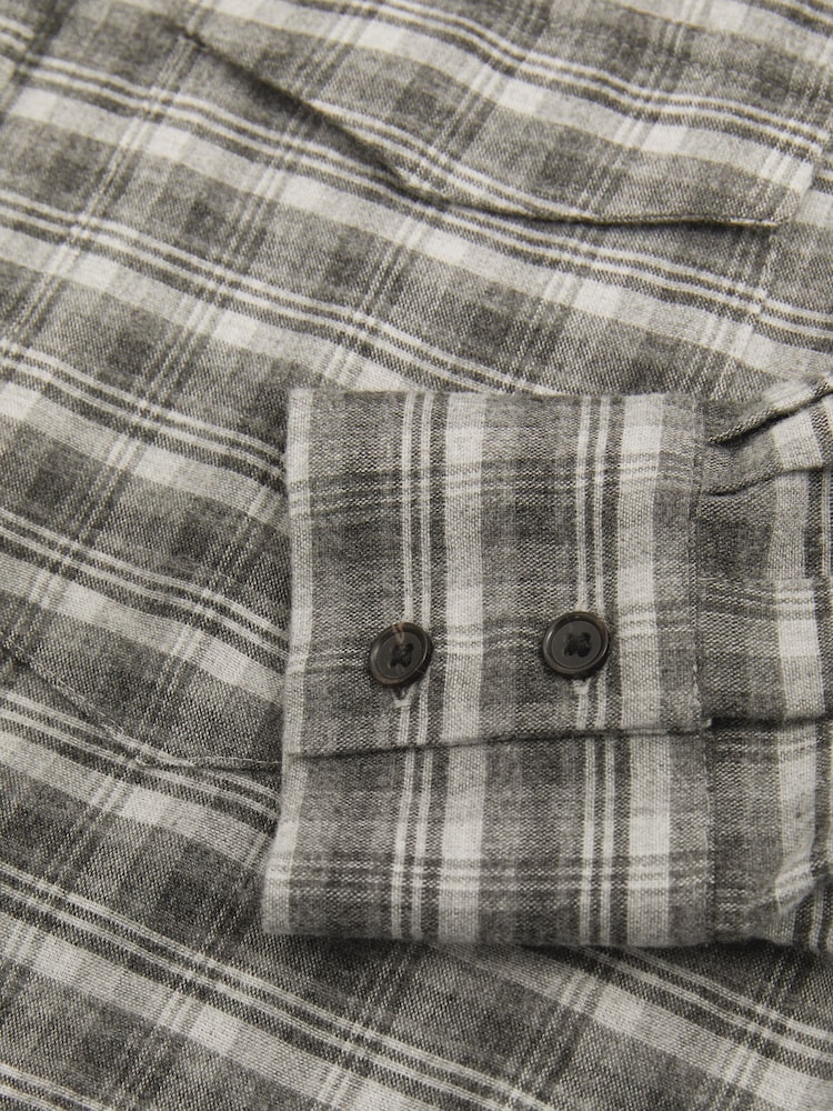 Reiss Grey Lorena Checked Button-Through Shirt - Image 5 of 5
