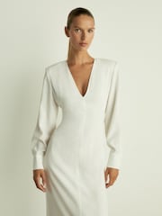 Reiss White Hattie Plunge-Neck Crepe Maxi Dress - Image 1 of 6
