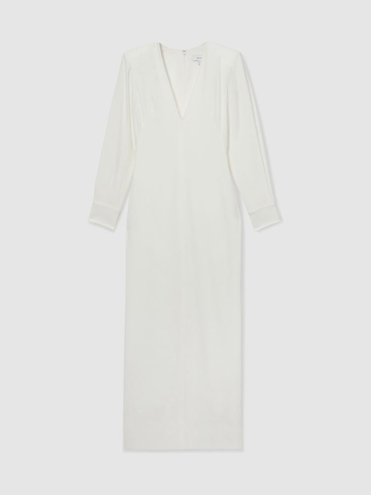 Reiss White Hattie Plunge-Neck Crepe Maxi Dress - Image 2 of 6