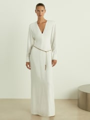 Reiss White Hattie Plunge-Neck Crepe Maxi Dress - Image 3 of 6