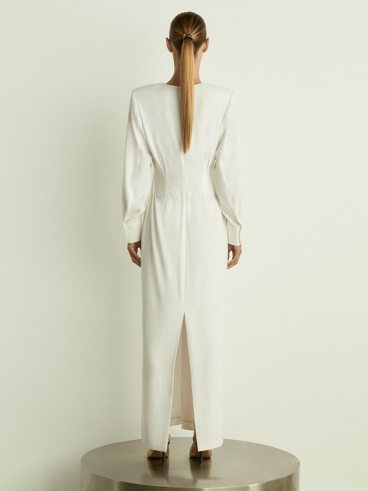 Reiss White Hattie Plunge-Neck Crepe Maxi Dress - Image 5 of 6