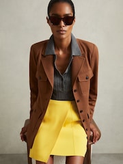 Reiss Yellow Cleo Cross-Over Mini Skirt - Image 1 of 6