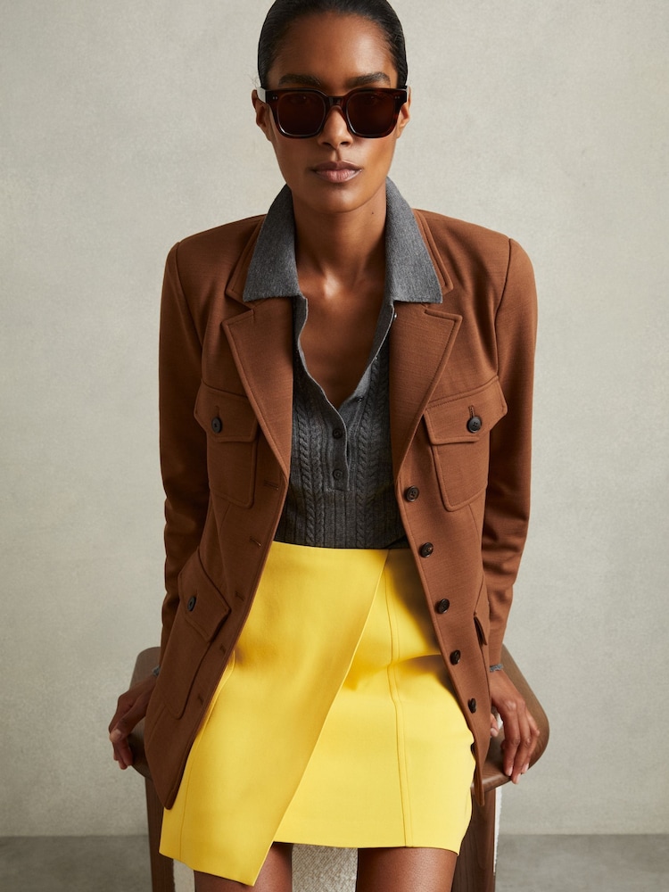 Reiss Yellow Cleo Cross-Over Mini Skirt - Image 1 of 6