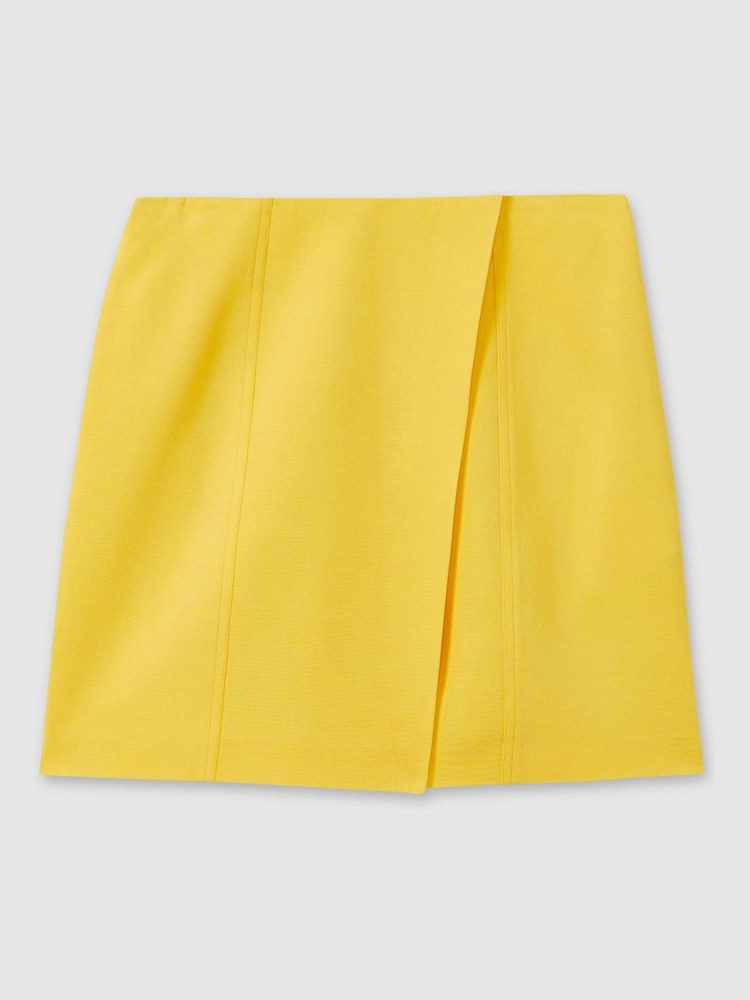 Reiss Yellow Cleo Cross-Over Mini Skirt - Image 2 of 6