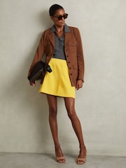 Reiss Yellow Cleo Cross-Over Mini Skirt - Image 5 of 6