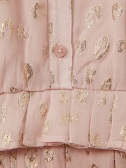Reiss Pink Ellen 13-14 yrs Metallic Print Puff Sleeve Ruffle Top - Image 4 of 4