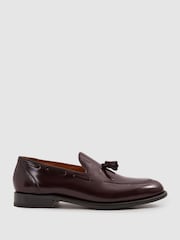 Reiss Oxblood Clayton Tasselled Suede Loafers - Image 1 of 5