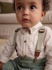 Sage Green Baby 100% Cotton Shirt Trousers and Braces Set 4 Piece (0mths-2yrs) - Image 4 of 12