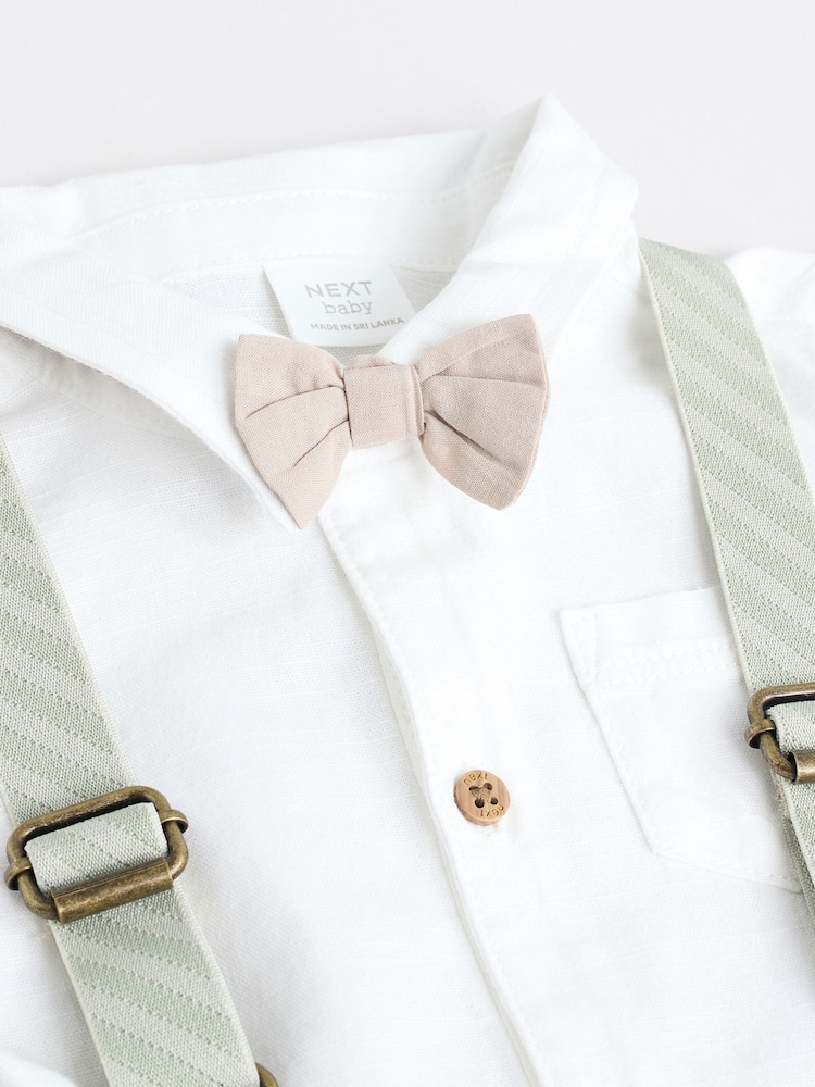 Sage Green Baby 100% Cotton Shirt Trousers and Braces Set 4 Piece (0mths-2yrs) - Image 8 of 12