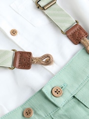 Sage Green Baby 100% Cotton Shirt Trousers and Braces Set 4 Piece (0mths-2yrs) - Image 9 of 12