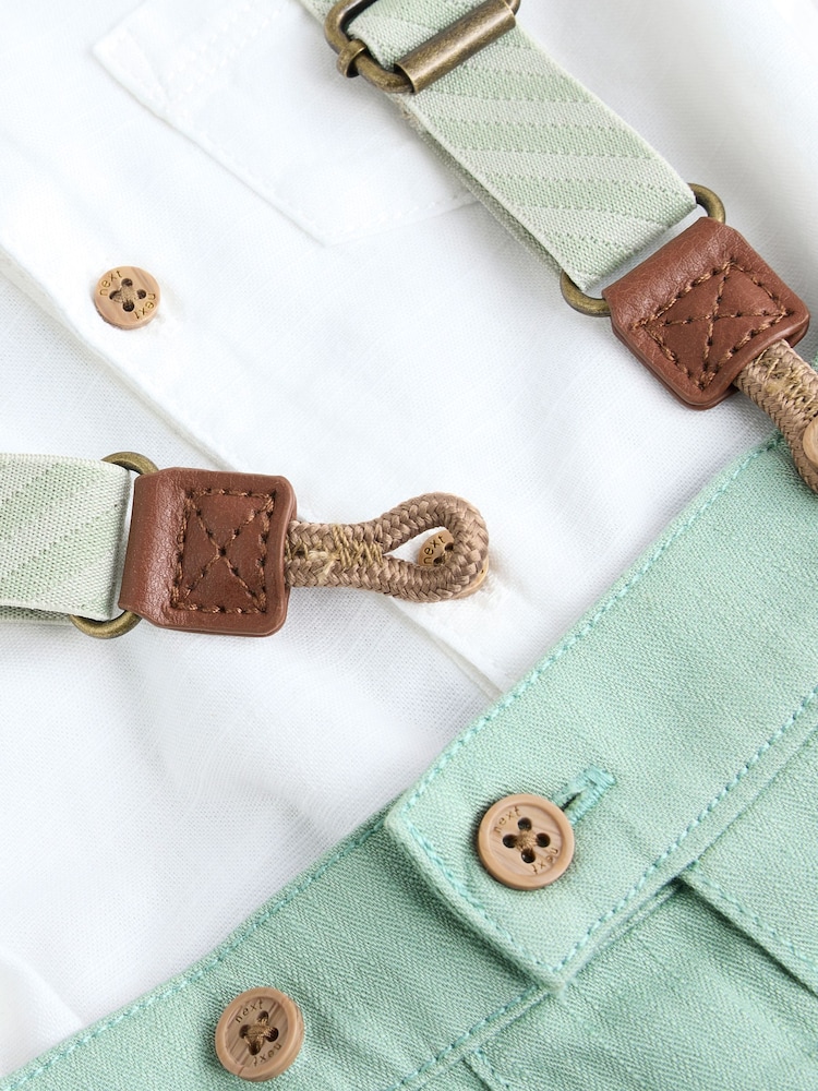 Sage Green Baby 100% Cotton Shirt Trousers and Braces Set 4 Piece (0mths-2yrs) - Image 9 of 12
