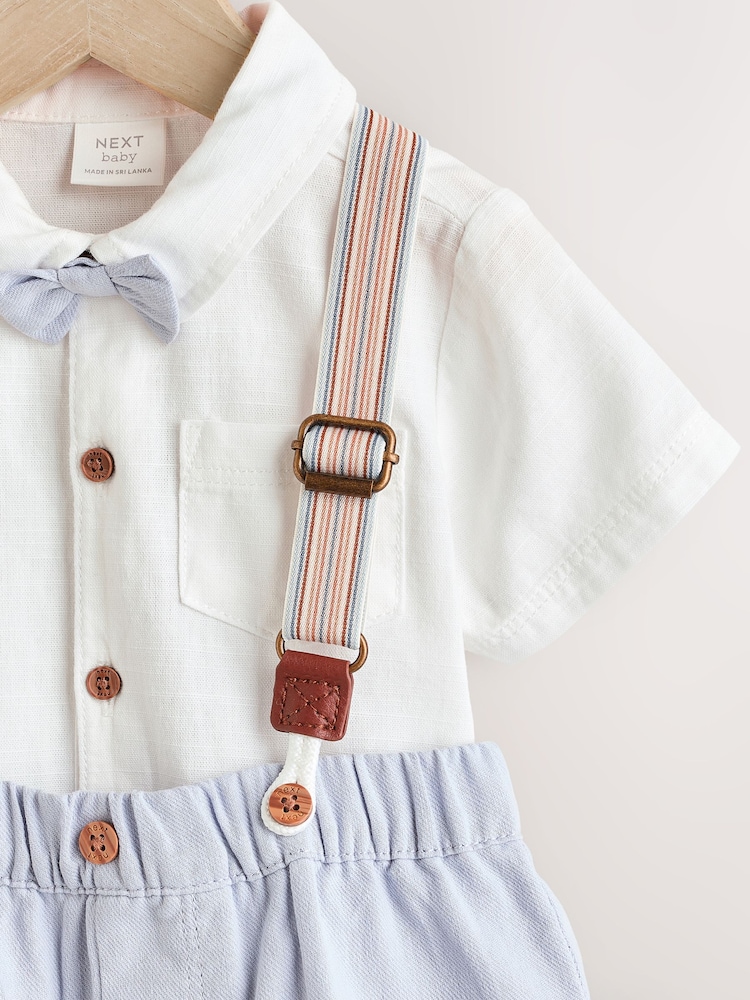 Blue Shirt Body, Shorts and Braces Baby 4 Piece Set (0mths-2yrs) - Image 4 of 8