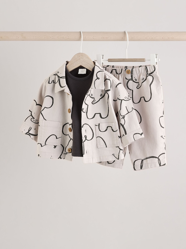 Mono Elephant Baby Shirt And Trousers 100% Cotton Set 3 Piece (0mths-2yrs) - Image 1 of 16
