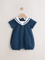 Navy Blue Woven Baby Romper (0mths-2yrs) - Image 1 of 9