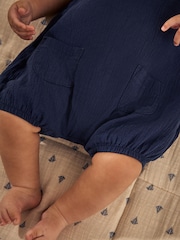 Navy Blue Woven Baby Romper (0mths-2yrs) - Image 3 of 9