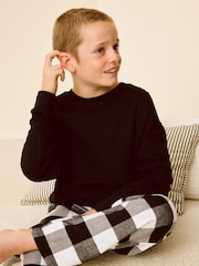 Black/White Single Woven 100% Cotton Pyjamas (4-16yrs) - Image 2 of 8