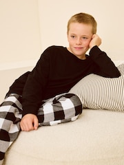 Black/White Single Woven 100% Cotton Pyjamas (4-16yrs) - Image 4 of 8