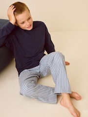 Blue/White Stripe Single Woven Pyjamas (4-16yrs) - Image 1 of 8