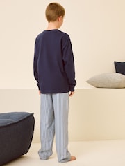Blue/White Stripe Single Woven Pyjamas (4-16yrs) - Image 3 of 8