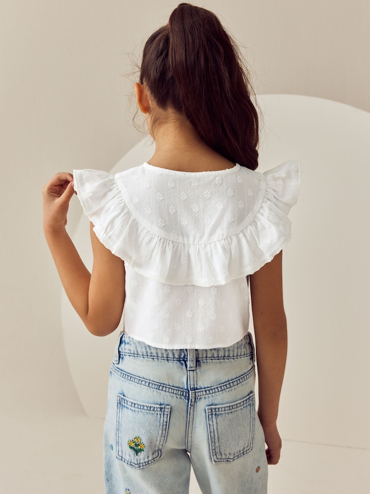 White 100% Cotton Tie Front Blouse (3-16yrs) - Image 2 of 7