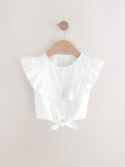 White 100% Cotton Tie Front Blouse (3-16yrs) - Image 4 of 7