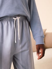 Blue/Sage Green Stripe 2 Pack Long Sleeve Woven Check Pyjamas (3-16yrs) - Image 3 of 8