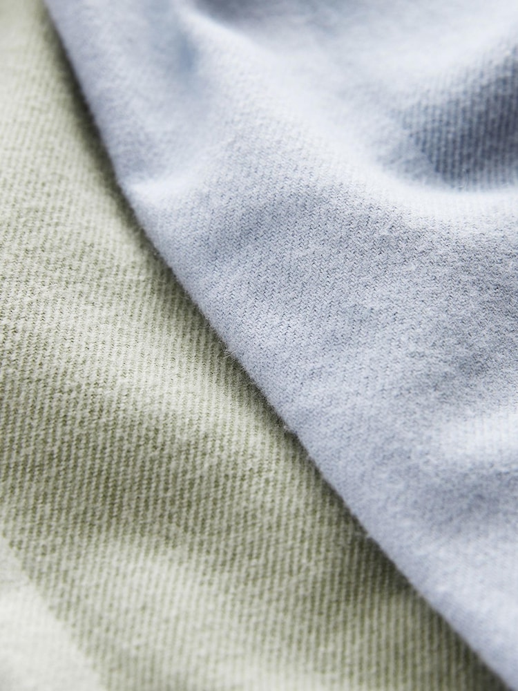 Blue/Sage Green Stripe 2 Pack Long Sleeve Woven Check Pyjamas (3-16yrs) - Image 8 of 8