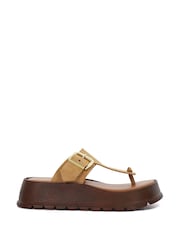Dune London Brown Lallo Flatform Buckle Toe Padded Sandals - Image 2 of 6