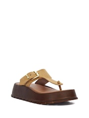 Dune London Brown Lallo Flatform Buckle Toe Padded Sandals - Image 3 of 6