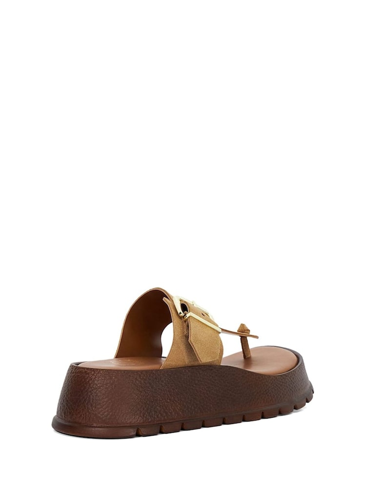 Dune London Brown Lallo Flatform Buckle Toe Padded Sandals - Image 4 of 6