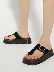 Dune London Black Lallo Flatform Buckle Toe Padded Sandals - Image 1 of 6