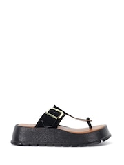 Dune London Black Lallo Flatform Buckle Toe Padded Sandals - Image 2 of 6