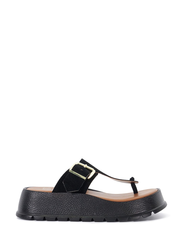 Dune London Black Lallo Flatform Buckle Toe Padded Sandals - Image 2 of 6