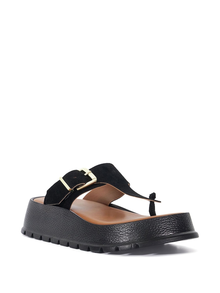 Dune London Black Lallo Flatform Buckle Toe Padded Sandals - Image 4 of 6